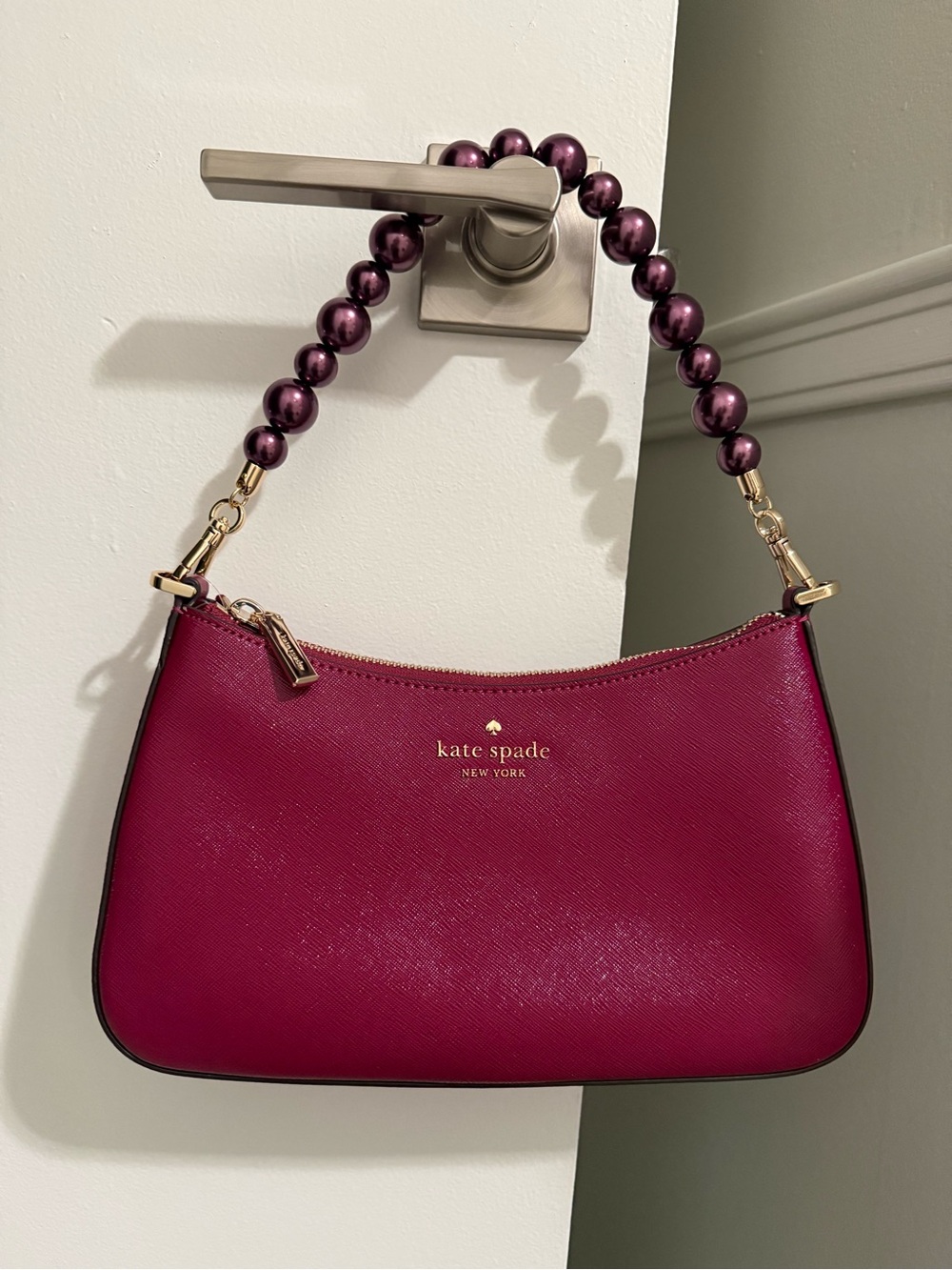 Kate Spade Convertible Crossbody Dark Raspberry Pearl Madison Bag NWT